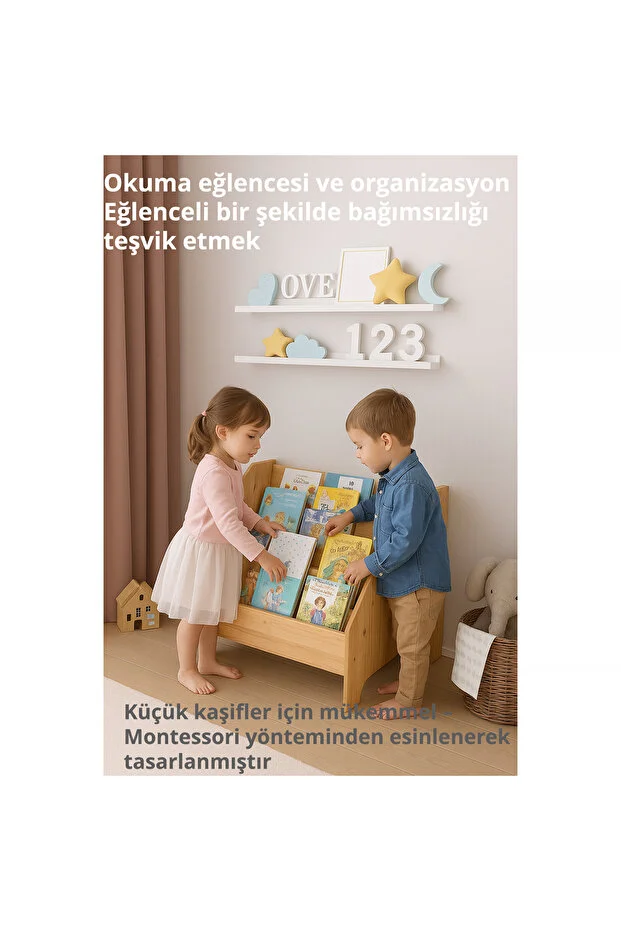Montessori Ahşap Yer Kitaplığı